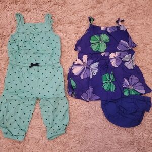 Carter's Mint and Blue Jumpsuit & Dress Set